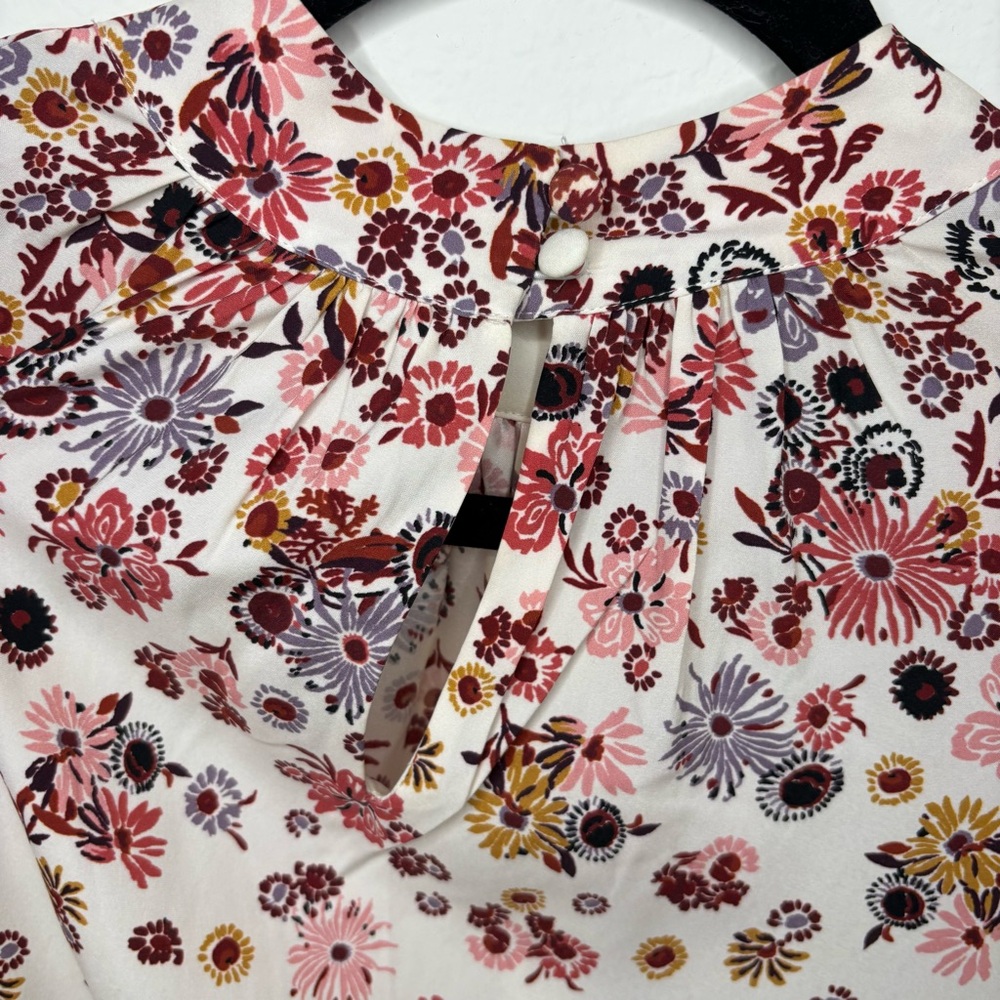 Veronica Beard Fey mock-neck floral silk blouse top size 2 - Picture 8 of 16